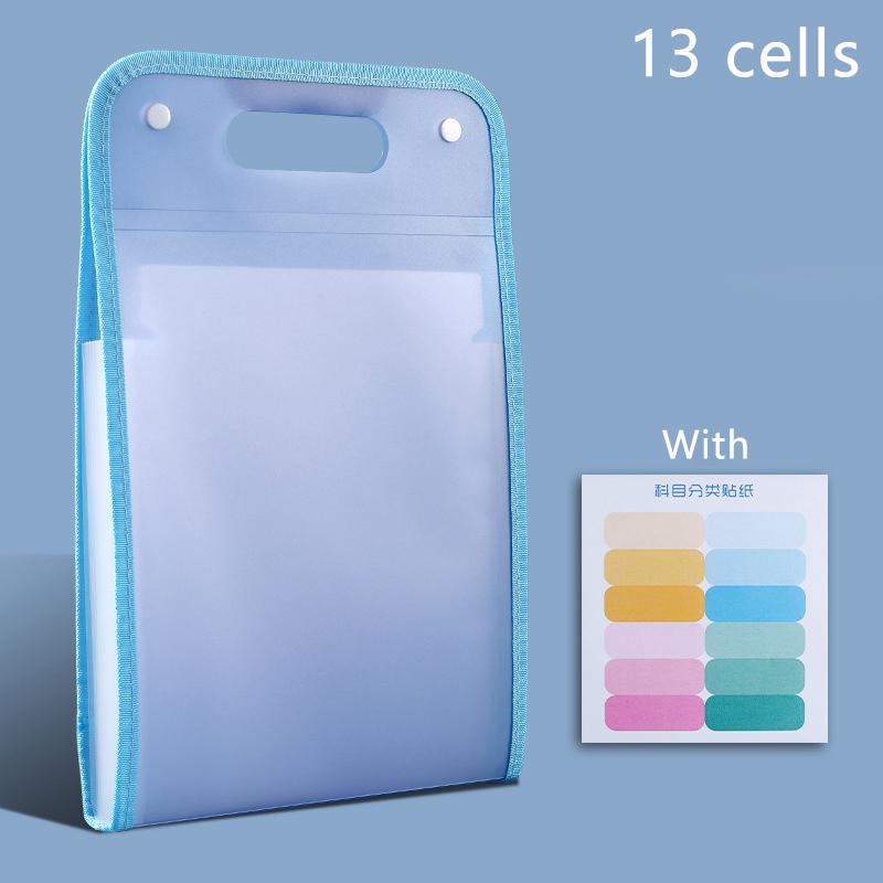A4 Macaron Vertical Binding File Bag Student Test Paper Storage Bag 13 Cell Portable Organ Bag, Office School Supplies