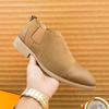 Men Retro Formal Shoes Black Brown Patchwork Frosted Leather Shoes One Foot Business Office Loafers Size 38-46 Men Shoes