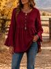 Women V Neck Ruffle Sleeve Blouse Casual Loose Fit Frill Tunic Top