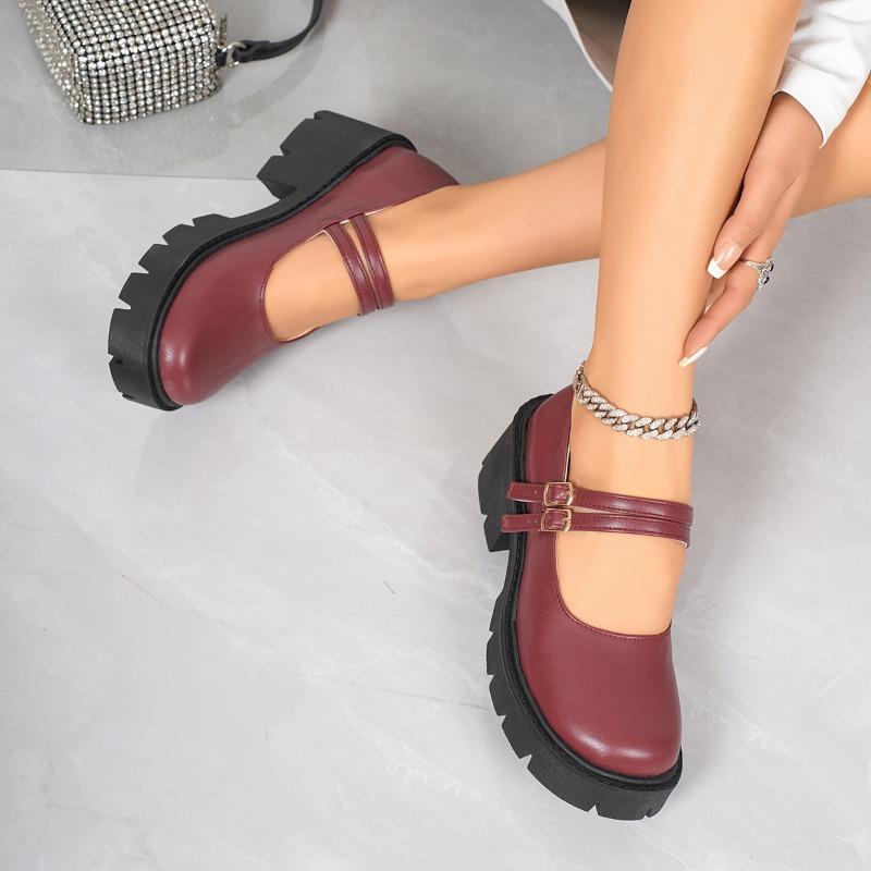 Fashion Plus Size 2025 New Platform Women's Mary Jane High Heels Round Toe Med Heel Shallow Buckle Strap Pumps Classics Daily & Office