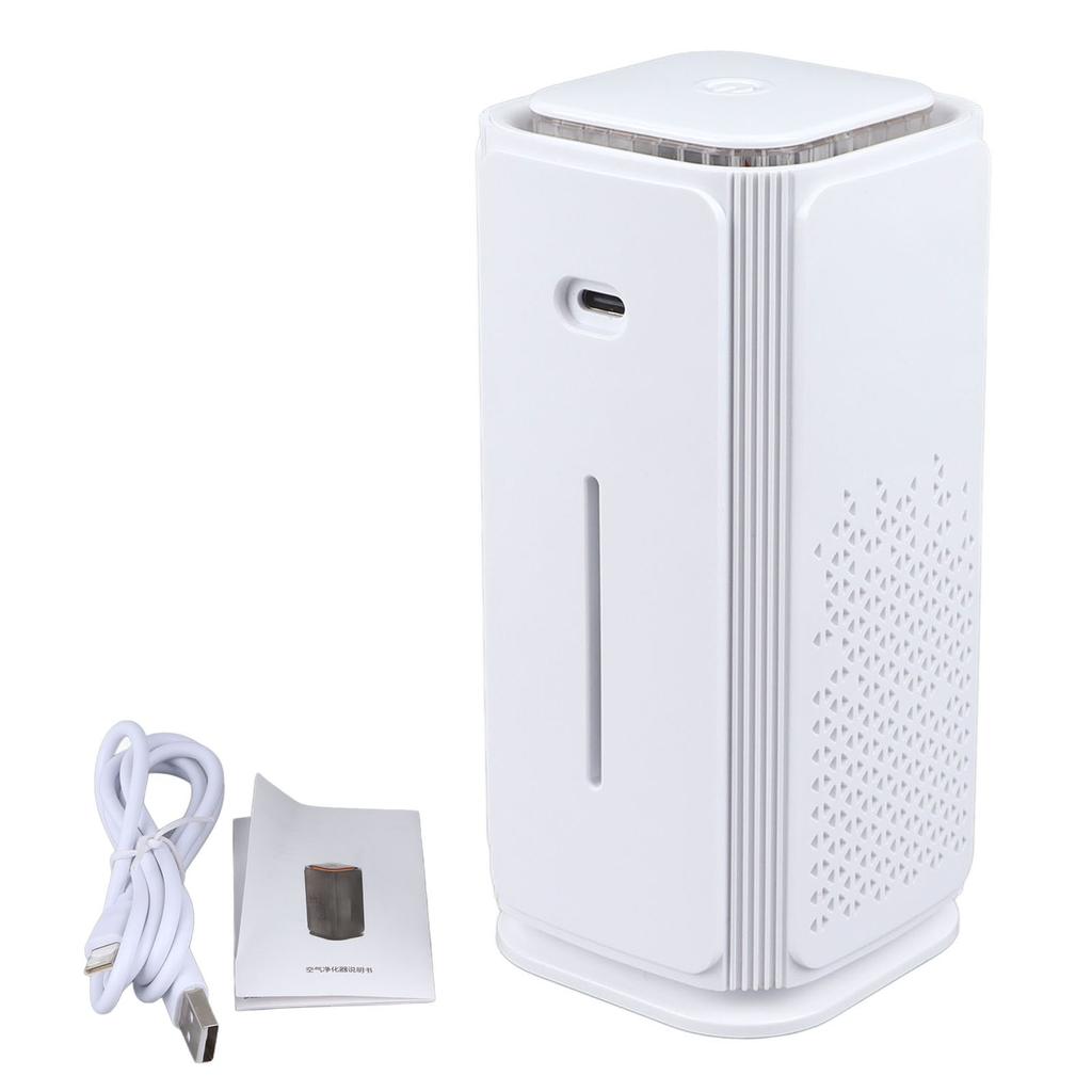 White Air Purifier Negative Ion Car Air Purifier Triple Filter Screen Car Compact Anion Purifier