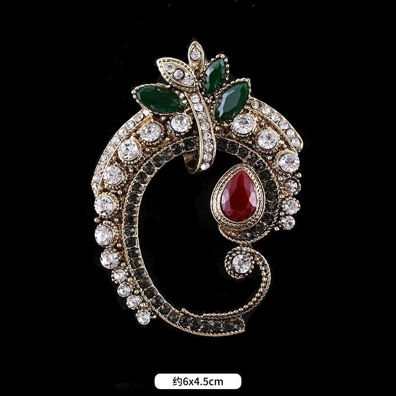 Fulok Court Brooch Femininity Metal Crystal Badge Pin Suit Coat Accessories