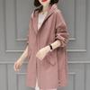 Jacke Damenbekleidung Frühling und Herbst Mittellange Trenchcoat Jacke mit Hut Koreanische Version Plus Size Loose Grace