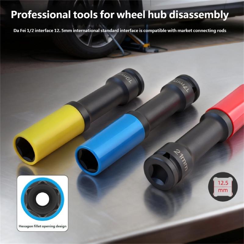 Professional Socket Set 1/2 Inch Drive with Hexagonal Rounded Corner Design for Car Impact Wrenches and Stable Operation