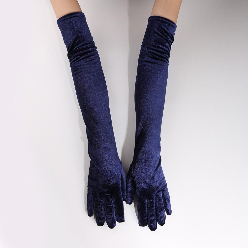 Solid Color Women's Fluffy Gloves 53cm Evening Dress Gloves Elegant Party Mittens Party