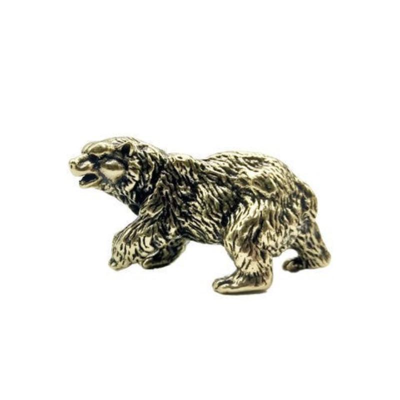 Alloy Bear Desktop Figurine Exquisite Engraved Texture Rustic Vintage Finish Mini Decor Statue for Home Cafe Shop Counter Ornament