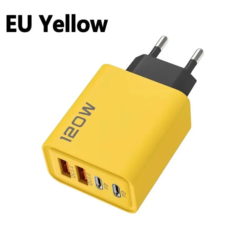 120W 4-Ports USB Type-C Charger Fast Charging Data Cable USB Phone Charger Adapter For Xiaomi IPhone17 16 15 Huawei Wall Charger 4