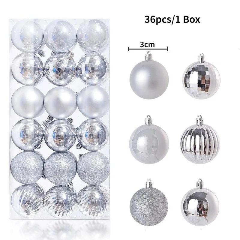 24Pcs 3cm Christmas Balls Christmas Tree Decoration Xmas Hanging Tree Pendants Home Party Christmas Tree Decor New Year Gifts