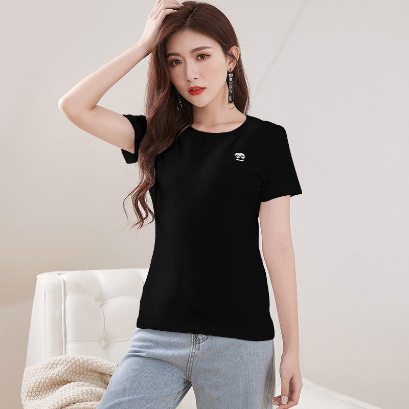 Spring New Short-sleeved Ins Korean Version T-shirt Girls Round Neck Casual Printed Tops Fashionable and Cute Women's Clothing