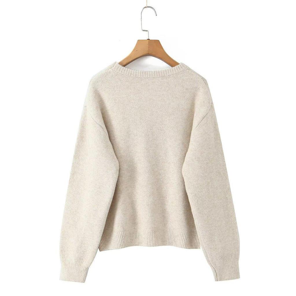 INS Fashion Bow Pattern Jacquard Pullover Sweater