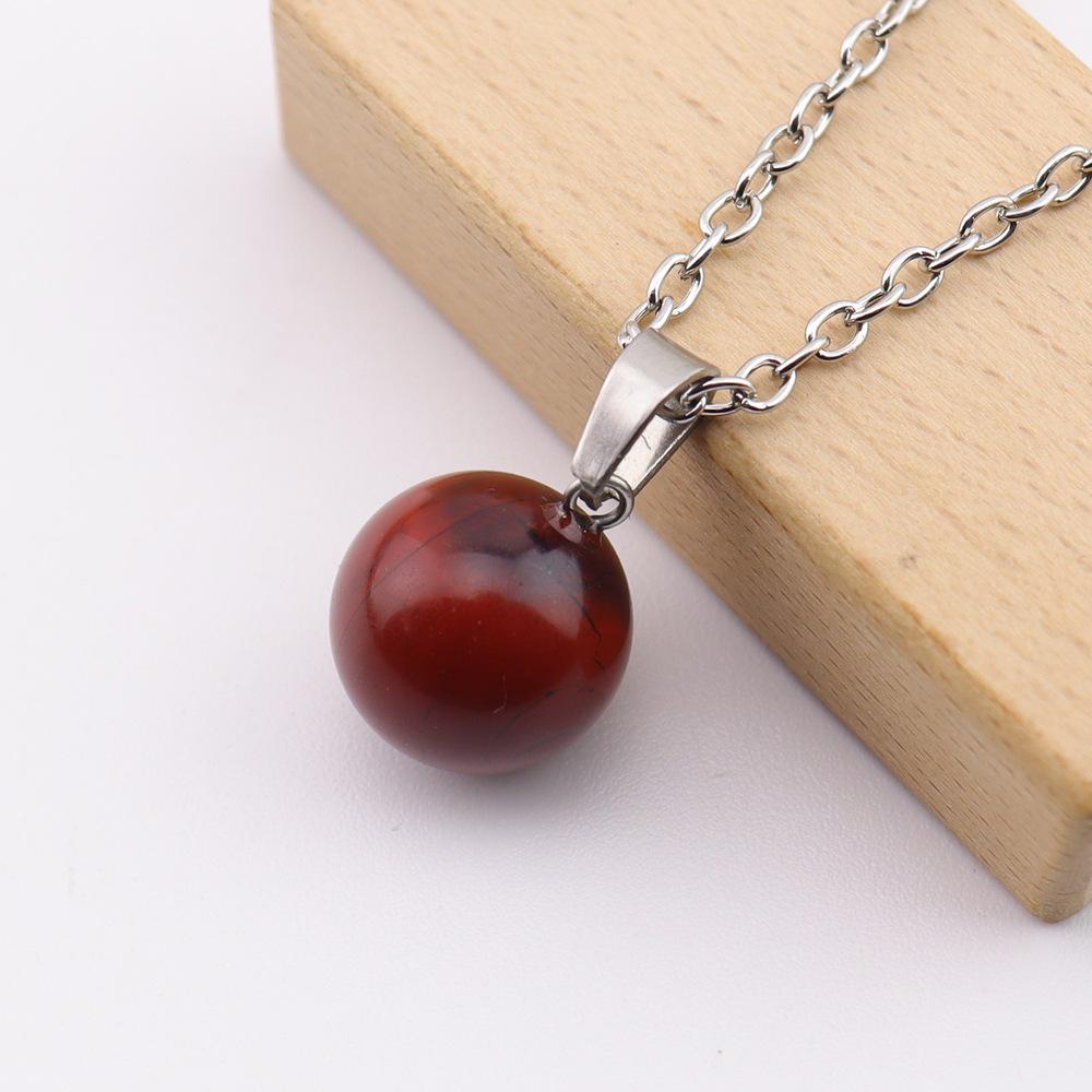 Natural Crystal Stone Sphere Pendant, 14mm, Melon Seed Clasp, Single Hole DIY Necklace, N766