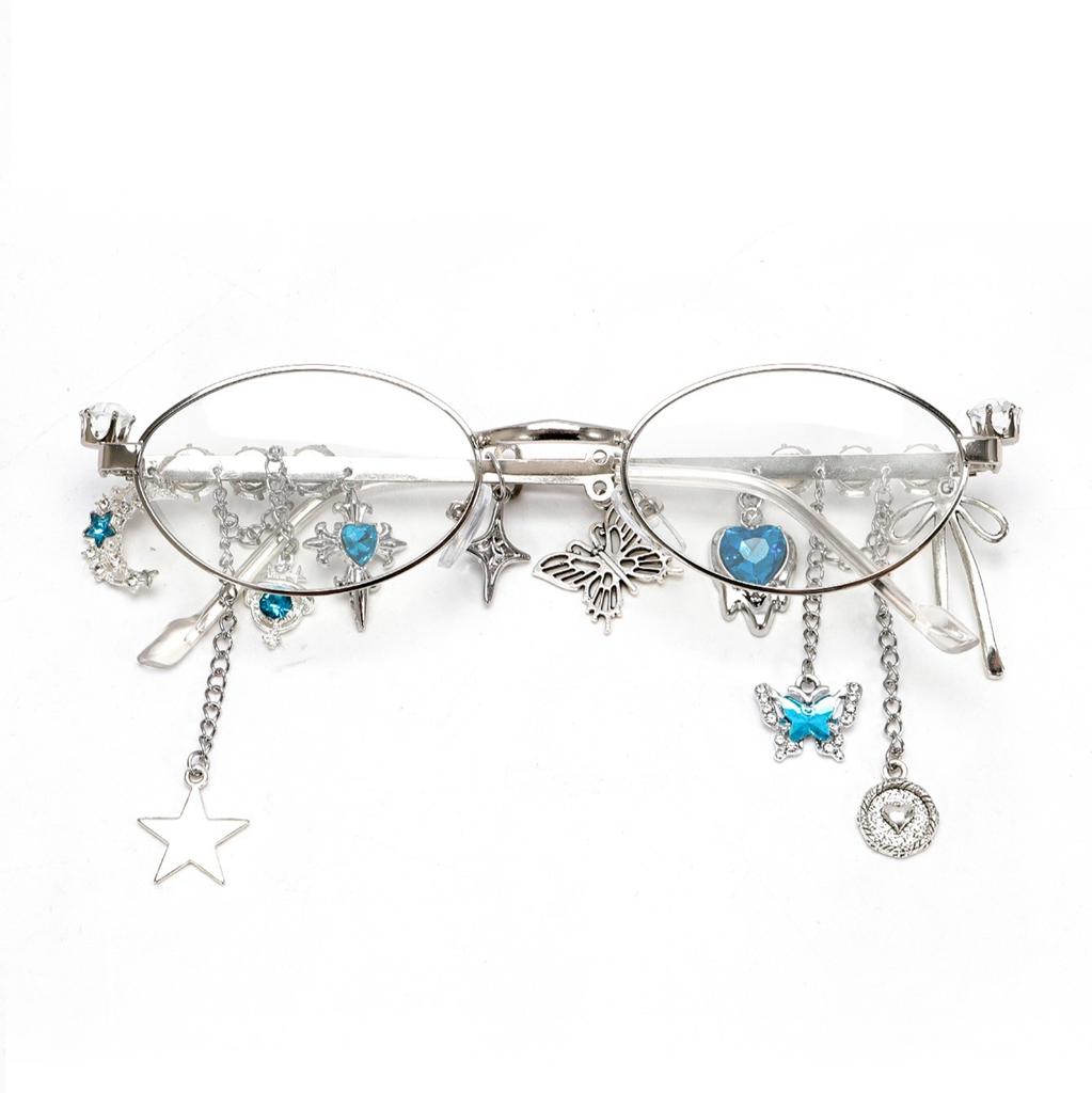 Módní Sladké Cool Pikantní Dívčí Brýle Sakura Módní Hvězda Diamant Malý Rám Eliptické Brýle pro Ženy Brýle