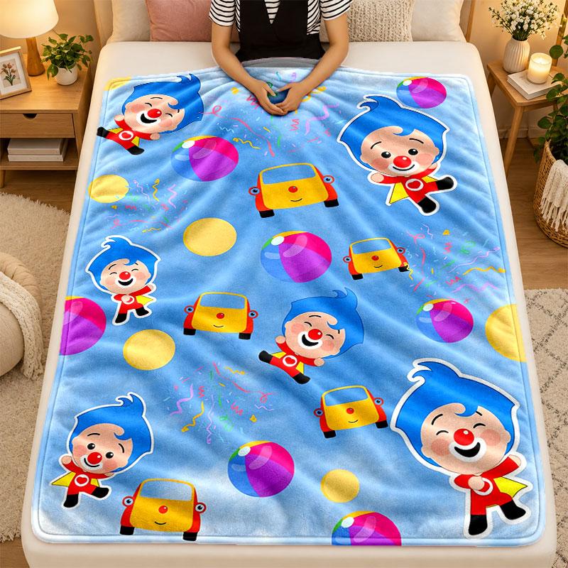 Flannel BlanketEl Payaso Plim Plim Warm Soft Throw Blanket for Indoor Sofa Bed Living Room Use
