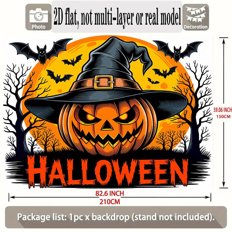 Party Backdrop Halloween Flat Banners Pumpkin Witch Witches Bats Colors Parties Photo Background Decor Front Door Decor