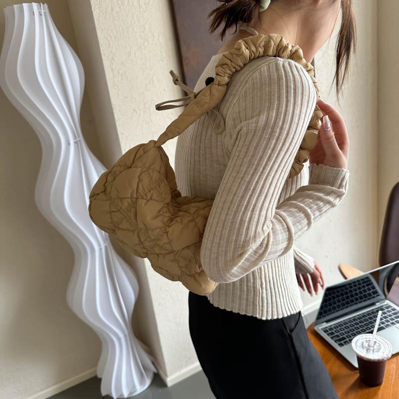 2025 Autumn Niche Korean Cloud Bubble Bag Casual Folded Down Casual Underarm One Shoulder Crossbody Dumpling Bag