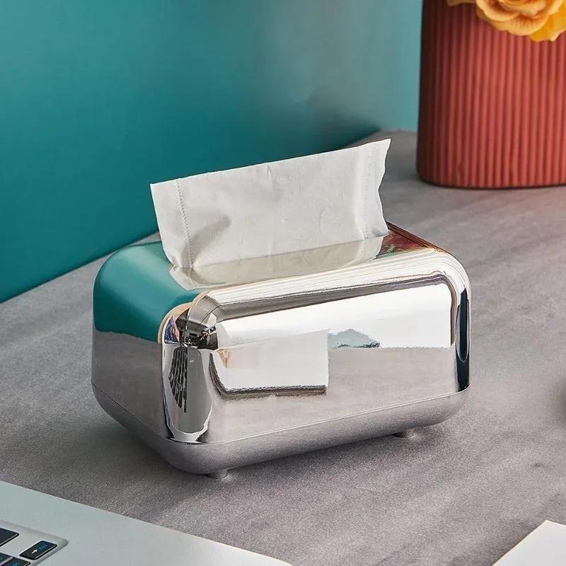 Luksus Golden Tissue Boxes Oppbevaring Serviettholder Papiretui Organisering Ornament Craft Desktop Tissue Holder Kjøkken Tissue Box