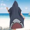 Funny Shark Flat Print Hooded Beach Towel Quick Dry Surf Poncho Changing Robe for Women Adult Swimming Travel Pool Bath Mat