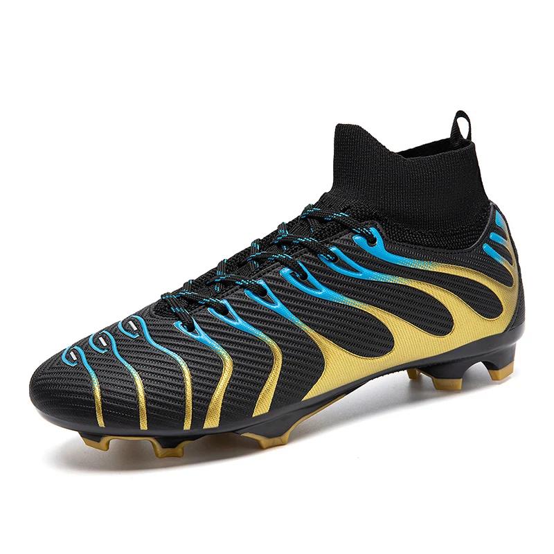 Man Soccer Shoes High Top Football Field Boots Teenager's Sports Cleats Outdoor Grass Training Boot Quality Soccer Sneakers