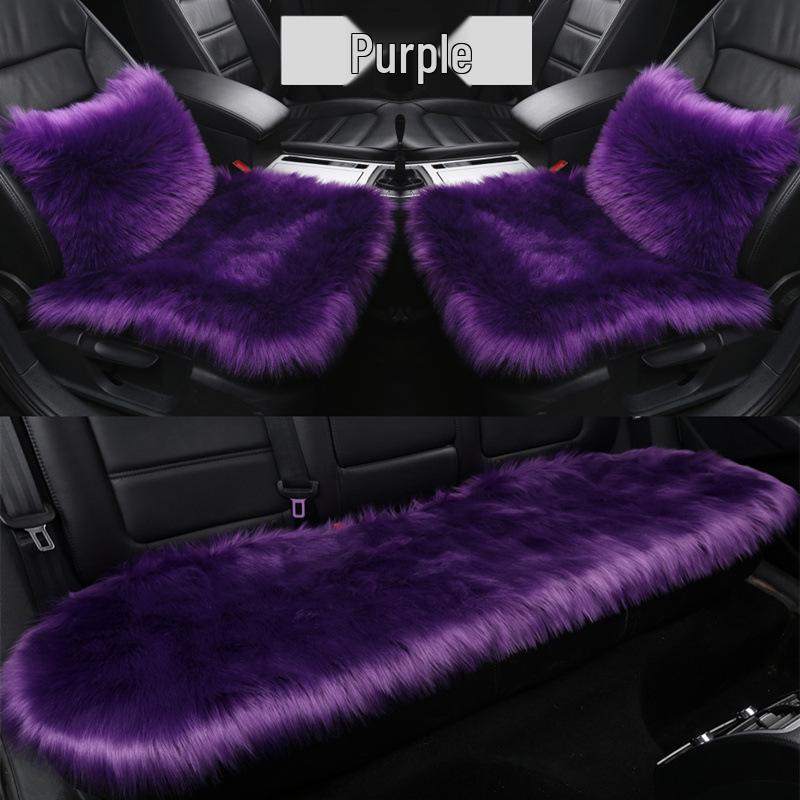 Winter Plush Imitation Wool Car Seat Cushion Set: Non-Slip, Thickened, No Backrest, 3-Piece.