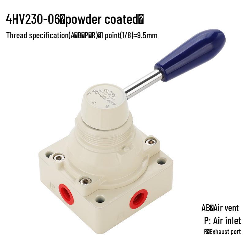 HV-02 Hand-Operated Pneumatic Valve: Three-Position Four-Way Switch, Manual Control with Cylinder Reversal.