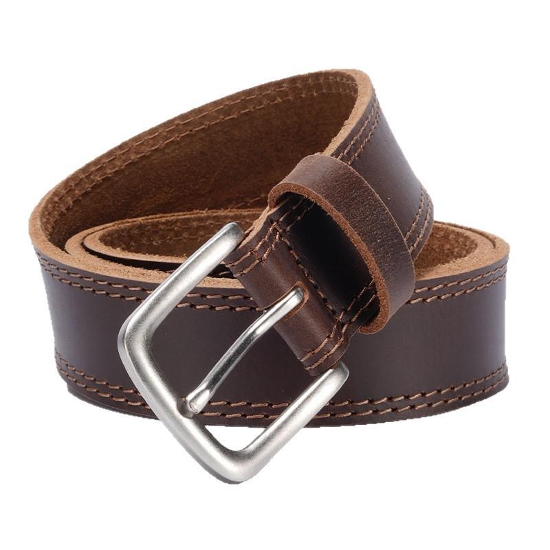 Retro Belt for Men Genuine Leather Casual Business Cowhide Belt for Men Middle Aged and Young Men Versatile Pin Buckle Belt