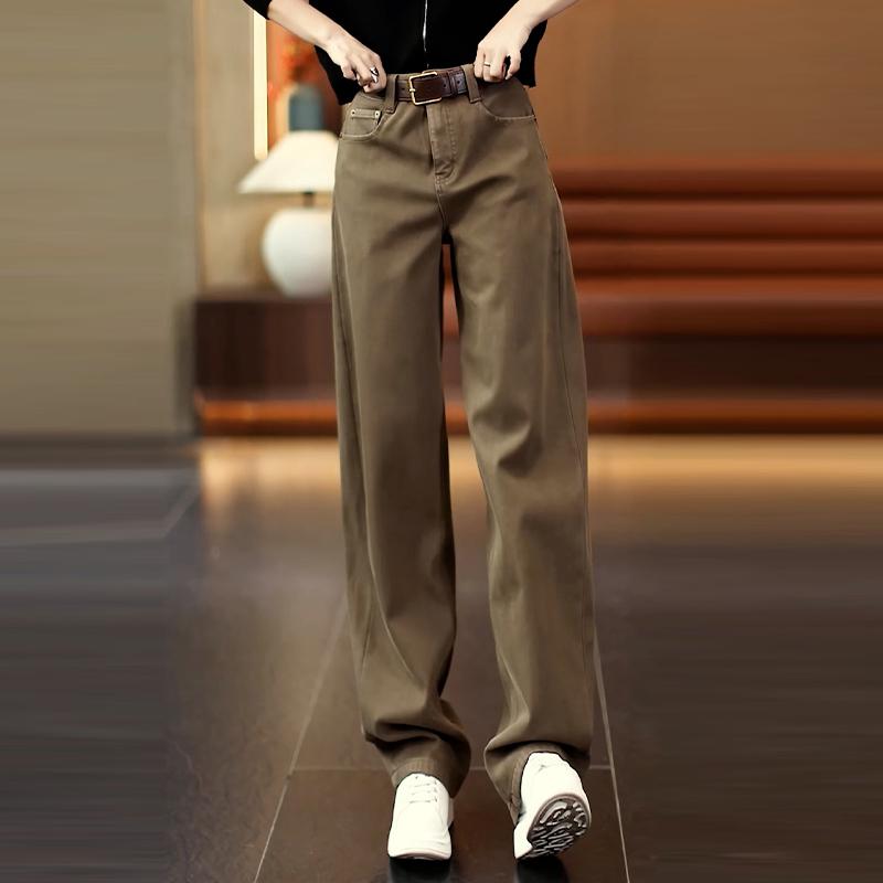 

Curve-Leg Designer Jeans for Women - Autumn/Winter 2026: High-Waisted, Belly-Covering, Slimming, Fleece-Lined, Versatile Straight-Leg Pants. 2XL (Recommended for 62.5-67.5 kg)