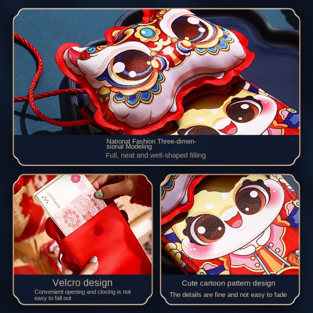 Cute Cloth Red Envelope Bag Creative 3D Dragon Shoulder Bag Cartoon Crossbody Capable Red Packet Child