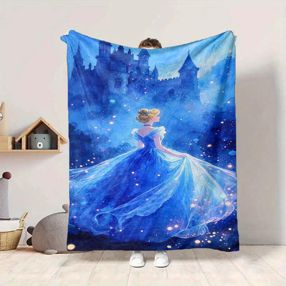 1Pc Blue Dress Fantasy Castle Blanket Soft And Comfortable Casual Warm Camping Travel Christmas Halloween Xmas Gift M924277
