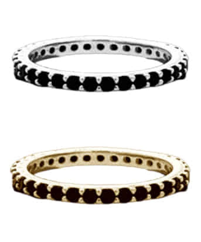 Alleun Silver 925 Couple Cubic Square Thin Ring Black