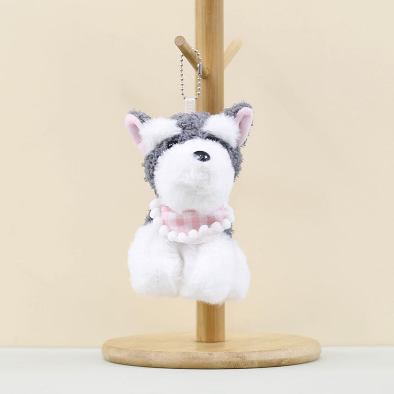 Cute Schnauzer Dog Plush Keychain Fluffy Toy Bag Charm West Highland Terrier