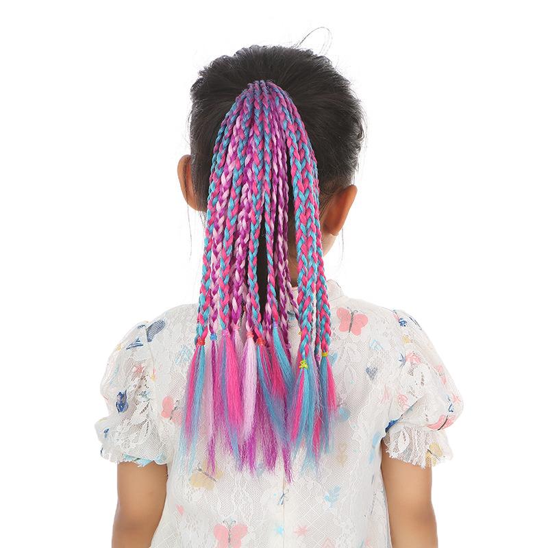 Children'S Wig Ponytail Dirty Braid Ponytail Hair Loop Short Three Braid Ponytai