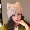 Cartoon Knitted Hat for Women Korean Style Solid Color Fashionable Versatile Wool Hat Outdoor Windproof and Warm Pull Out Hat for Men