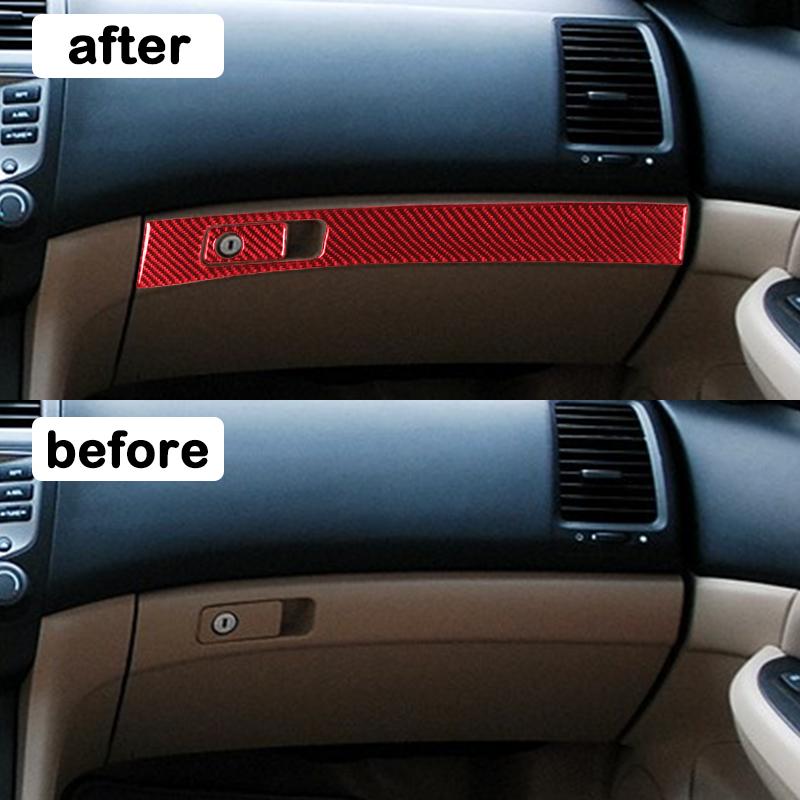 For Honda Accord Sedan 2003-2007 Carbon Fiber Car Accessories Copilot Storage Box Strip Panel Interior Cover Trim Sticker