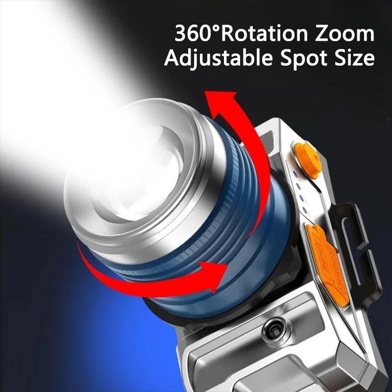 LED Sensor Headlamp T6 Super Bright USB Rechargeable Headlight 18650 Battery Waterproof Camping Fishing Lantern Power Source
