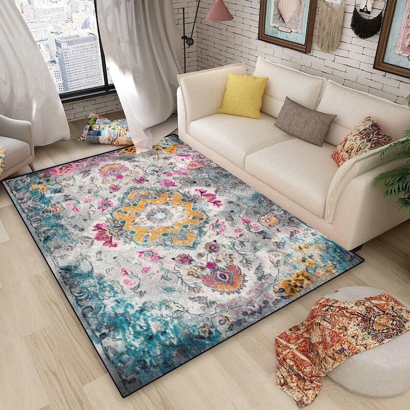 Persian Retro Carpet Living Room Bohemian Decoration Soft Large Area Rugs 160x230 Bedroom Petal Pattern Non-slip Washable Mats