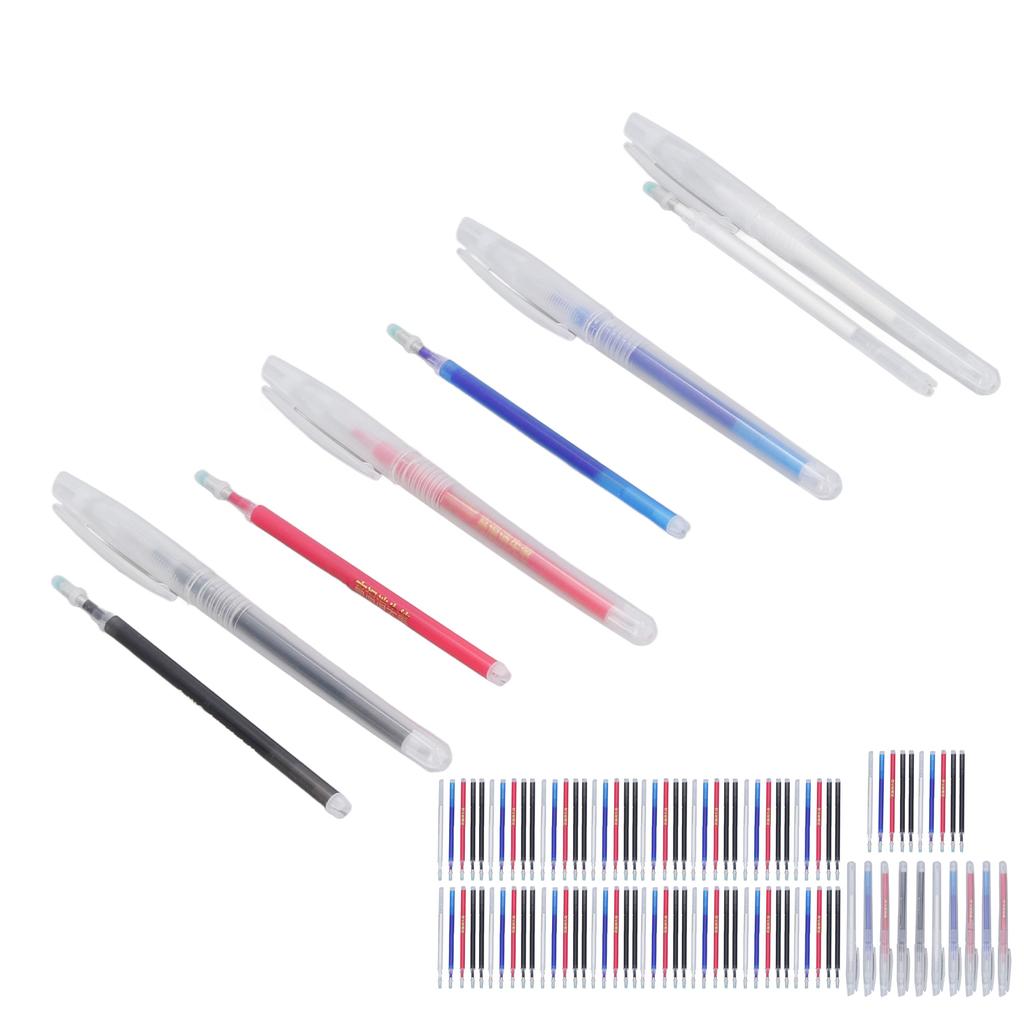 100Pcs Heat Erase Pens Erasable Smoother Writing Various Colors Fabric Marking Pens with 10 Pen