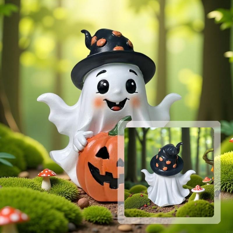 Halloween Specters Pumpkins Resin Figurine Handcrafted Holiday Decors For Home Party Indoor Outdoors Scary Festival P9YB