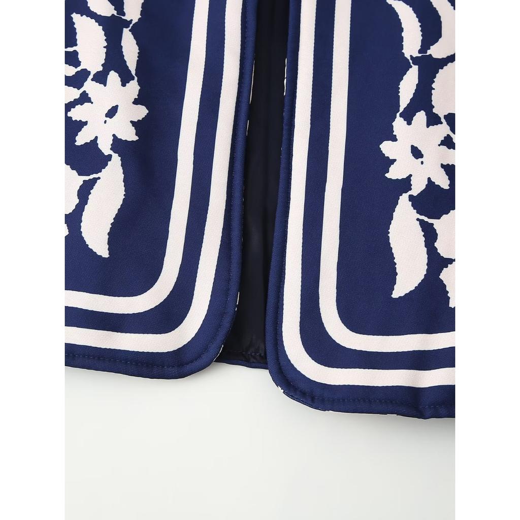 GMXIA Damen Vintage Casual Blumendruck Herbst Winter Langarm O-Ausschnitt Jacken & Mäntel