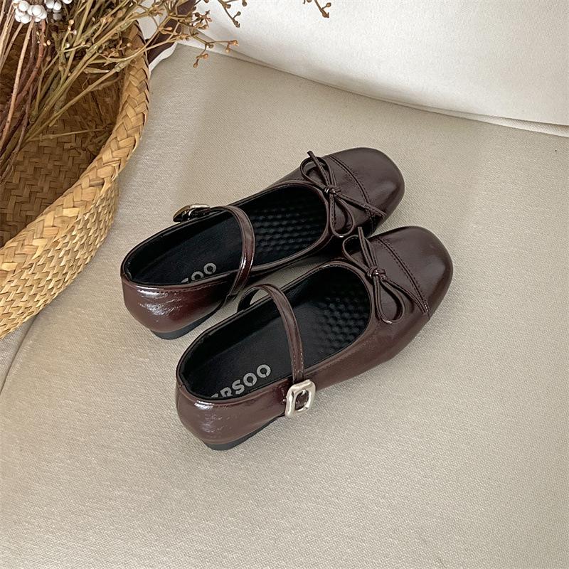 Fashion bow shallow mouth ballet single shoes women's spring and summer 2025 new French flat Mary Jane shoes