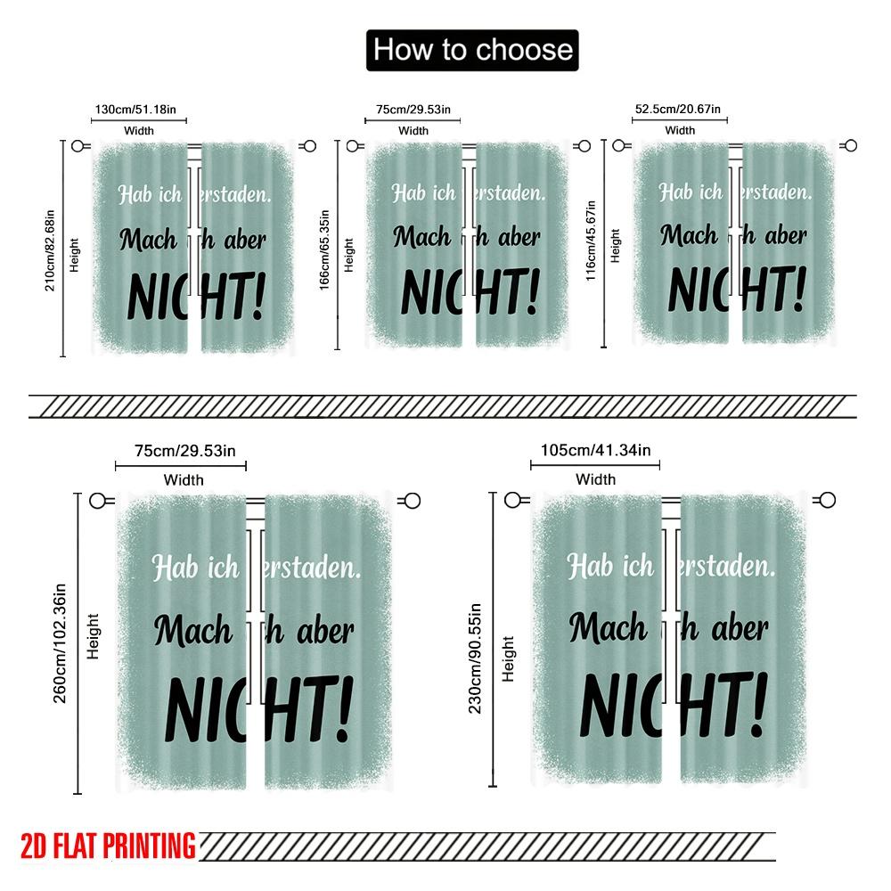 2pcs 2D Flat Printing Window Curtains Understood, Will Do Fabric Without Electricity Family Party Use for Photo Booths & Events