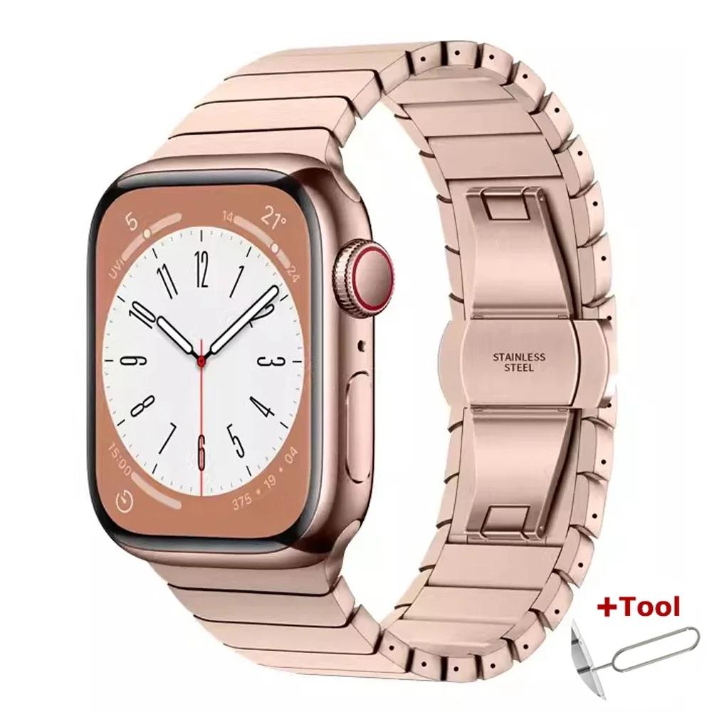 Metal Stainless Steel Strap for Apple Watch Ultra 2 49mm 10 9 8 7 46mm 45 41mm Bracelet for Iwatch 6 5 SE 40mm 44 38 Luxury Band