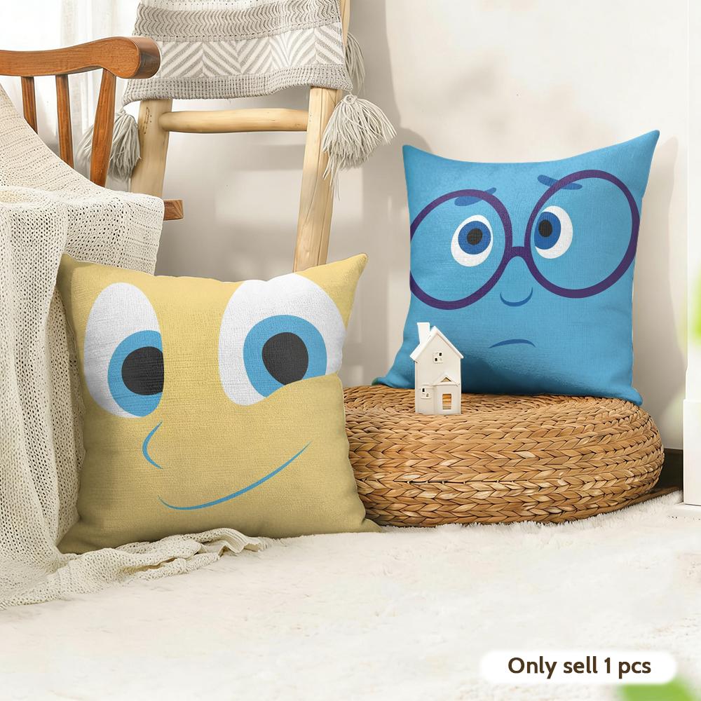 CARTOON ANGRY EYES Cushion Cover Natural Linen Organic Fabric DoubleSided Printing Couch Pillow Covers Home Decor