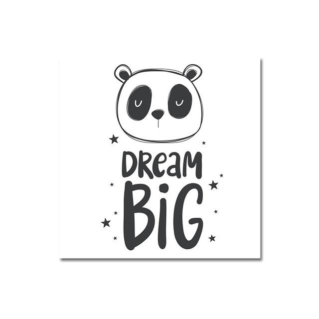 Panda lion cat dream big Cartoon Animal Panda Lion Canvas Children Room Kindergarten Decorative Hanging Painting Canvas Painting No Frame