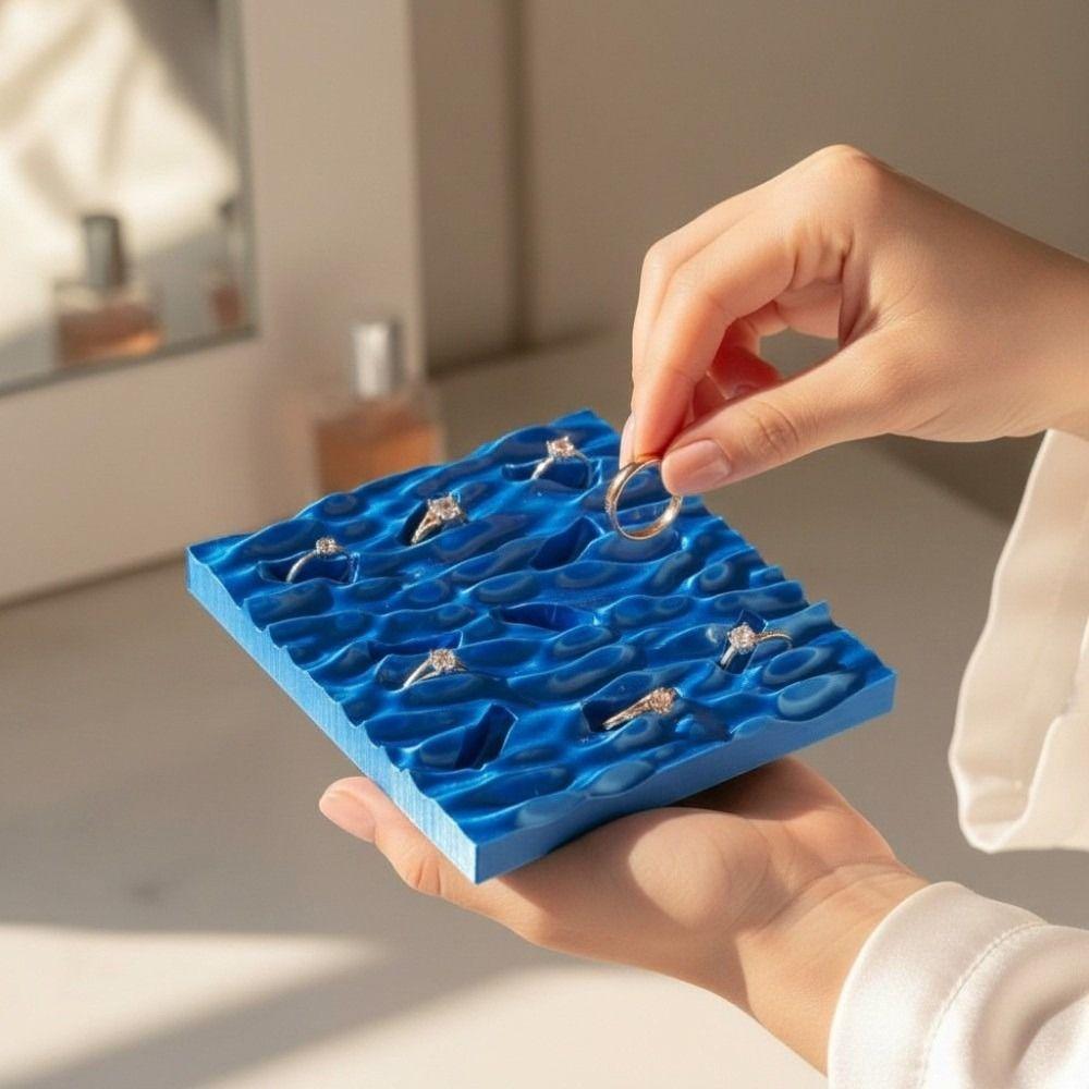 Creative Ring Display Plates Sea Wave Jewelry Storage Tray 3D Printing Rings Holder  Birthday Gift