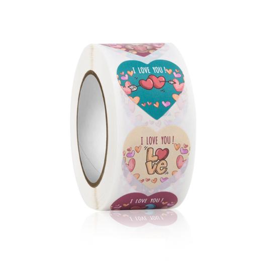 1 Roll Label Sticker Self-adhesive Strong Stickiness Thank You Heart Pattern Sticker Snowflake Label for Valentine's Day