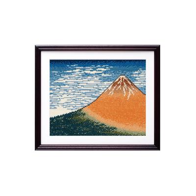 Kit de bordado em ponto cruz Olympus Silk Pintura Hokusai Vistas do Monte Fuji Vento Claro Bege 7137 Trinta e seis