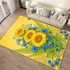 Yellow Floral Carpet with Sunflowers, Blue Flowers, and Green Fern Design Suitable for Use As an Anti-slip for Living Room Bedroom Sofas