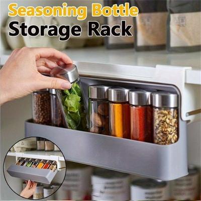 Kitchen Self-adhesive Wall-mounted Under-Shelf Spice Organizer Spice Bottle Storage Rack Home Kitchen Supplies Storage In Stock