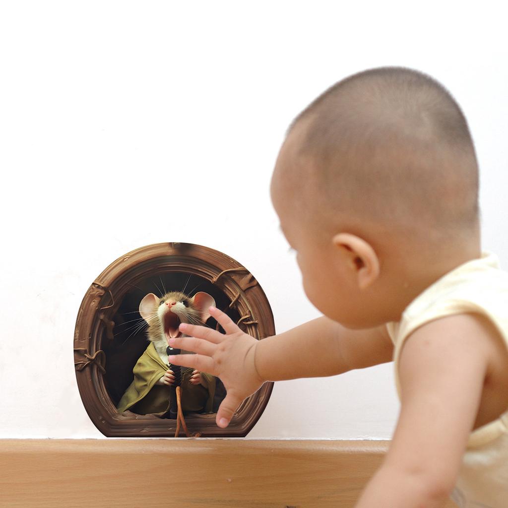 3D Animal Mouse Animal Pattern Sticker Creative Children'S Room Wall Decoration Beautification Sticker
