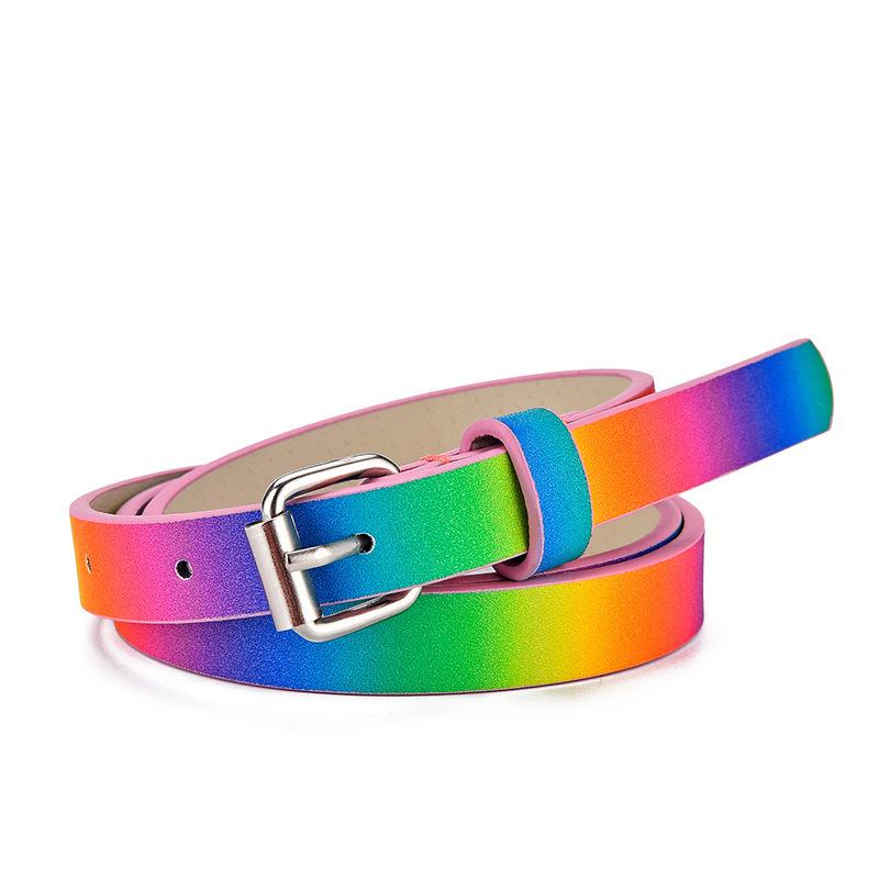 Nieuwe Kinderriem Mode Glitters Dunne Riem Casual Trend Jeugd Riem Basisschool Jongens en Meisjes Riemen Jeans Korte Riem 80cm blue